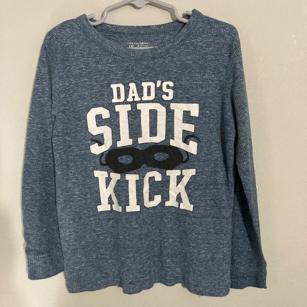 The Children's Place Graphic Tee Boys 5T Blue Good Dad's Sidekick Waffle Shirt